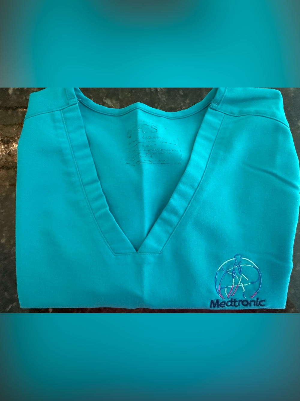Figs Teal Scrub Set: Casma Top XS & Livingston Bottom S. Medtronic Embroidered